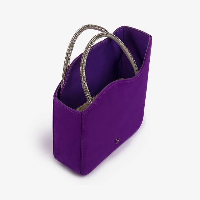 Le Silla Small Bag Camoscio Viola Queen E Cristalli