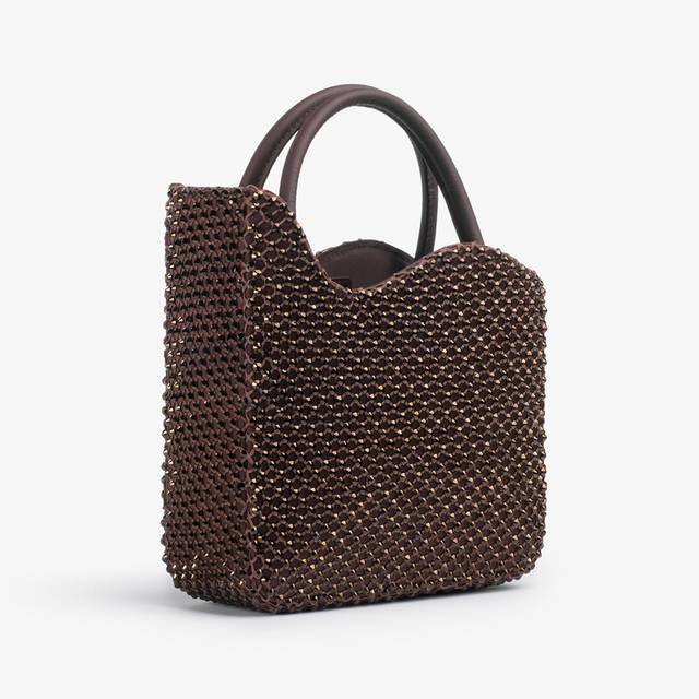 Le Silla Small Bag Gioiello Rete Marrone Fondente E Cristalli