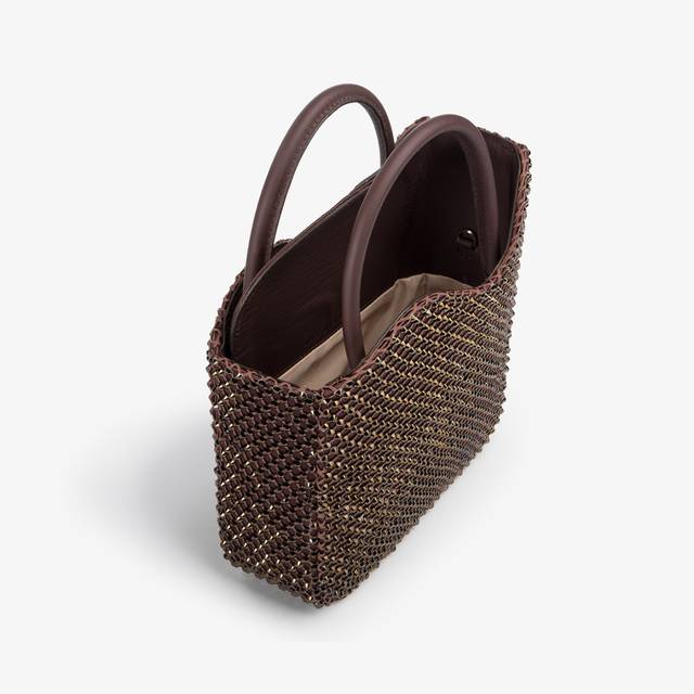 Le Silla Small Bag Gioiello Rete Marrone Fondente E Cristalli