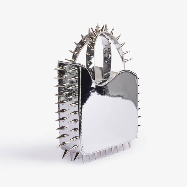 Le Silla Small Bag Metallizzata Argento Con Borchie