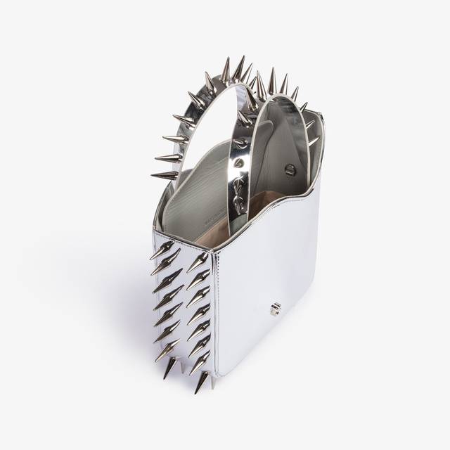 Le Silla Small Bag Metallizzata Argento Con Borchie