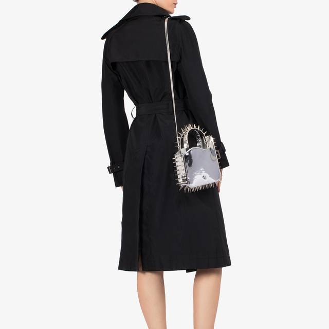 Le Silla Small Bag Metallizzata Argento Con Borchie