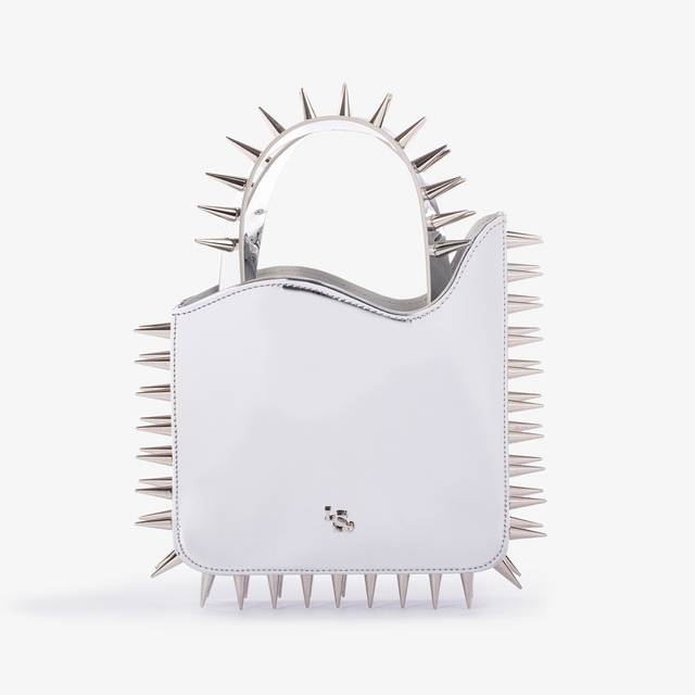 Le Silla Small bag metallizzata argento con borchie