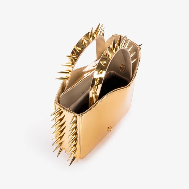 Le Silla Small Bag Metallizzata Oro Pepita Con Borchie