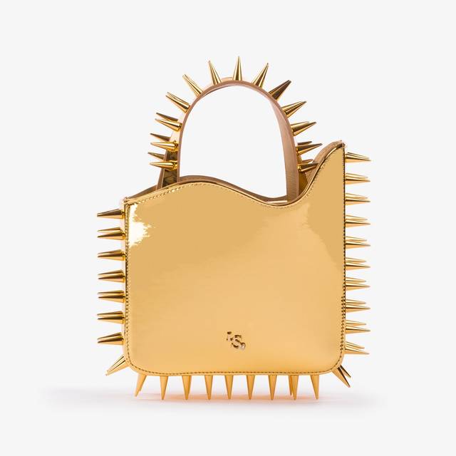 Le Silla Small bag metallizzata oro pepita con borchie