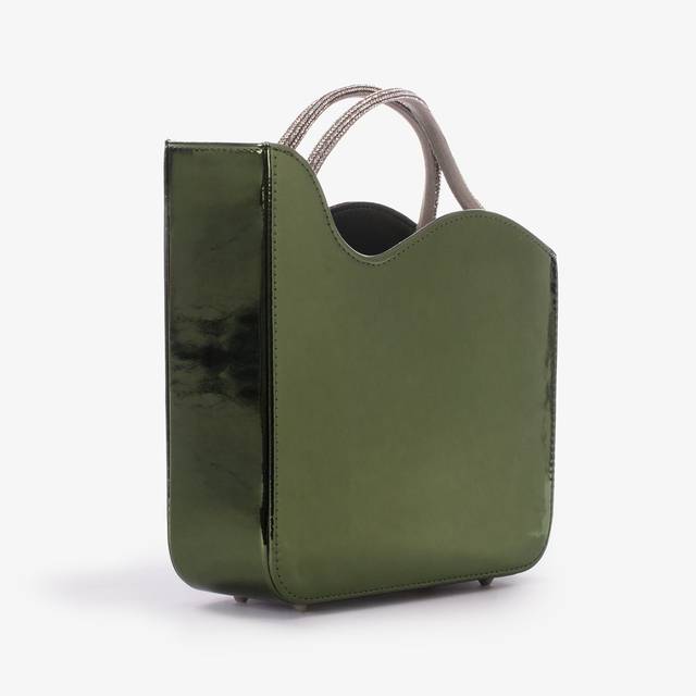 Le Silla Small Bag Metallizzata Verde Pirite E Cristalli
