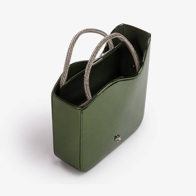 Le Silla Small Bag Metallizzata Verde Pirite E Cristalli