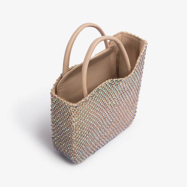 Le Silla Small Bag Raso Oro Con Cristalli Iridescenti