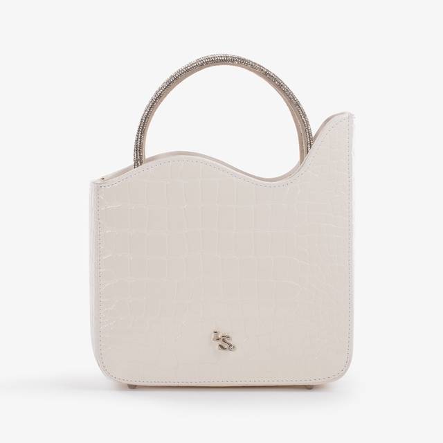Le Silla Small bag stampa cocco bianca con Cristalli