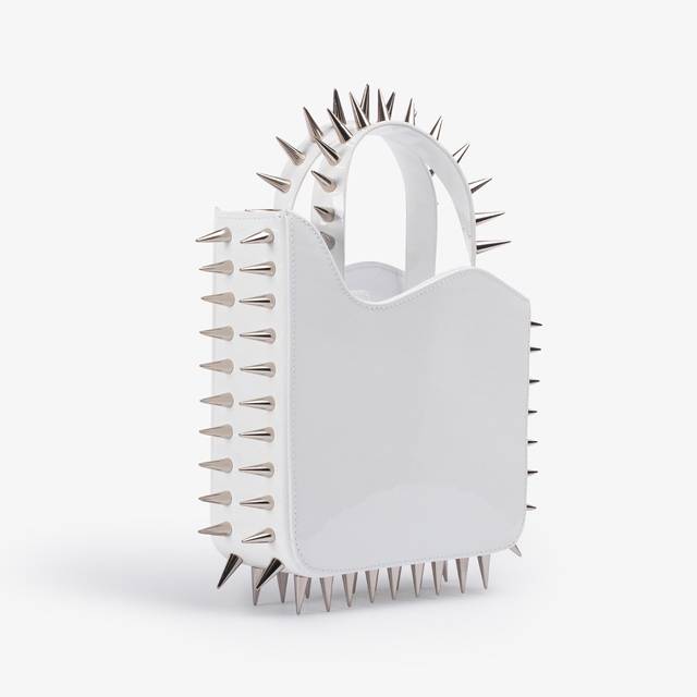 Le Silla Small Bag Vernice Bianca Con Borchie Argento