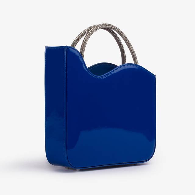 Le Silla Small Bag Vernice Blu Persia Con Cristalli