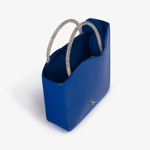 Le Silla Small Bag Vernice Blu Persia Con Cristalli
