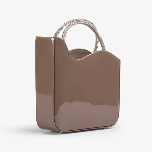 Le Silla Small Bag Vernice Grigia Sesamo E Cristalli