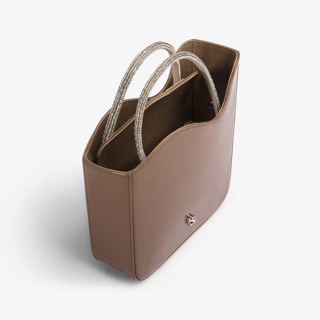 Le Silla Small Bag Vernice Grigia Sesamo E Cristalli