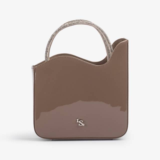 Le Silla Small bag vernice grigia sesamo e Cristalli