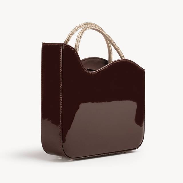 Le Silla Small Bag Vernice Marrone Fondente E Cristalli