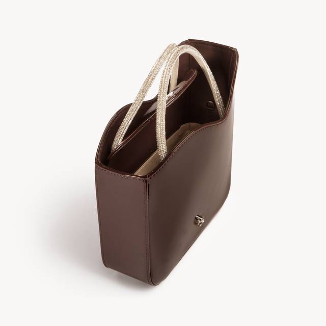 Le Silla Small Bag Vernice Marrone Fondente E Cristalli