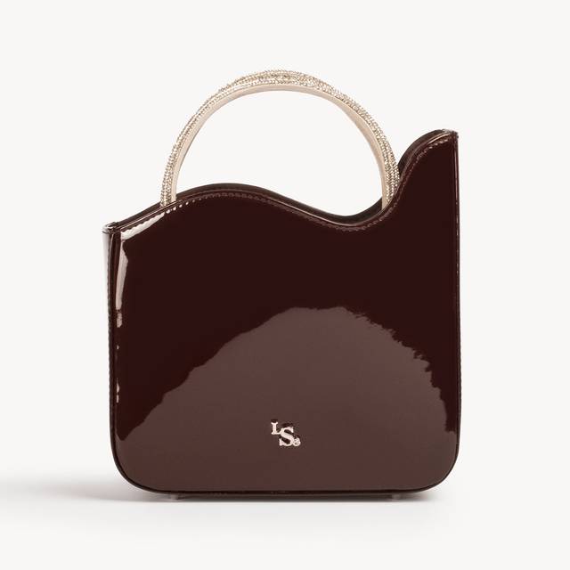Le Silla Small bag vernice marrone fondente e Cristalli