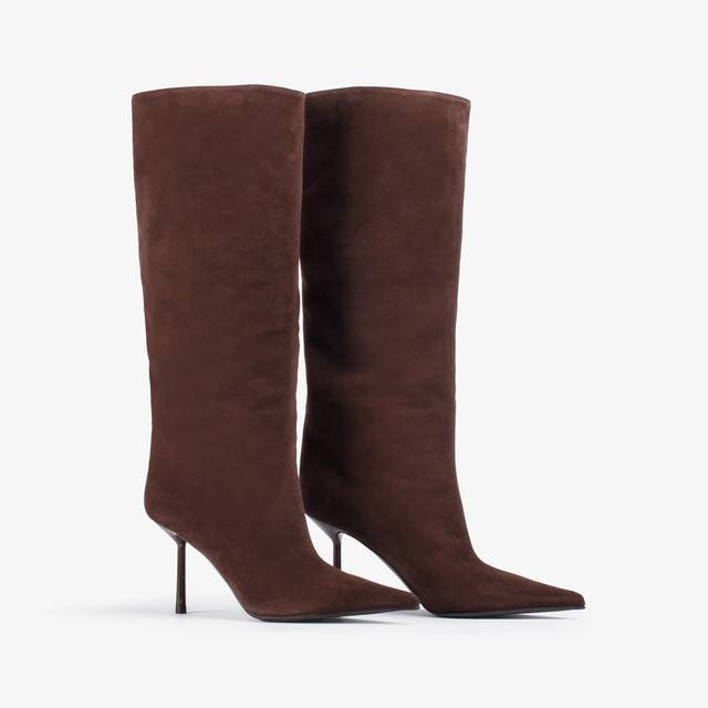 Le Silla Stivale Al Ginocchio Camoscio Marrone Ebano