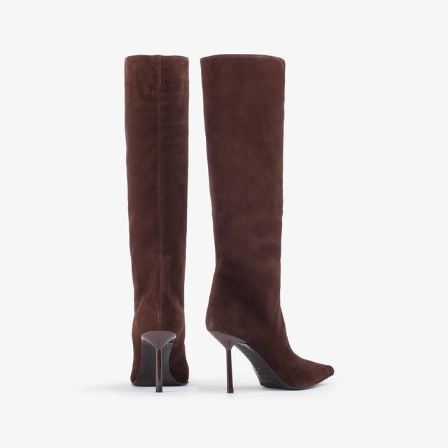 Le Silla Stivale Al Ginocchio Camoscio Marrone Ebano