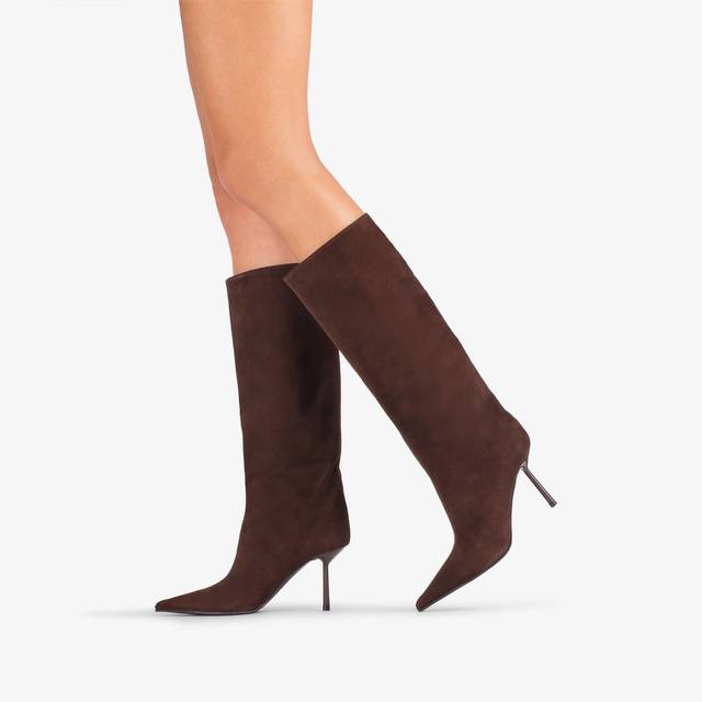 Le Silla Stivale Al Ginocchio Camoscio Marrone Ebano