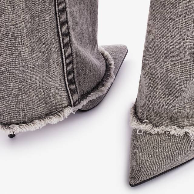 Le Silla Stivale Al Ginocchio Con Risvolto Denim Nero