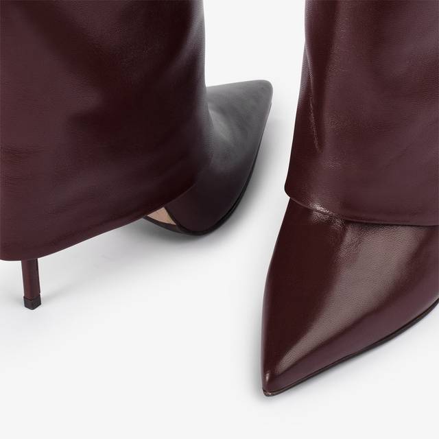 Le Silla Stivale Al Ginocchio Con Risvolto Nappa Marrone Fondente