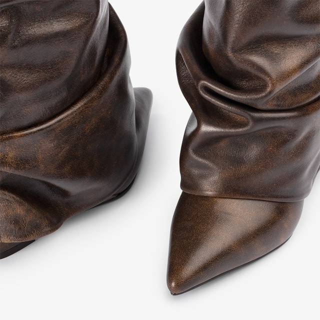 Le Silla Stivale Al Ginocchio D'ispirazione Western Con Risvolto Pelle Effetto Vintage Marrone