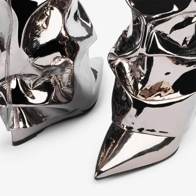 Le Silla Stivale Al Ginocchio D'ispirazione Western Con Risvolto Metallizzato Peltro