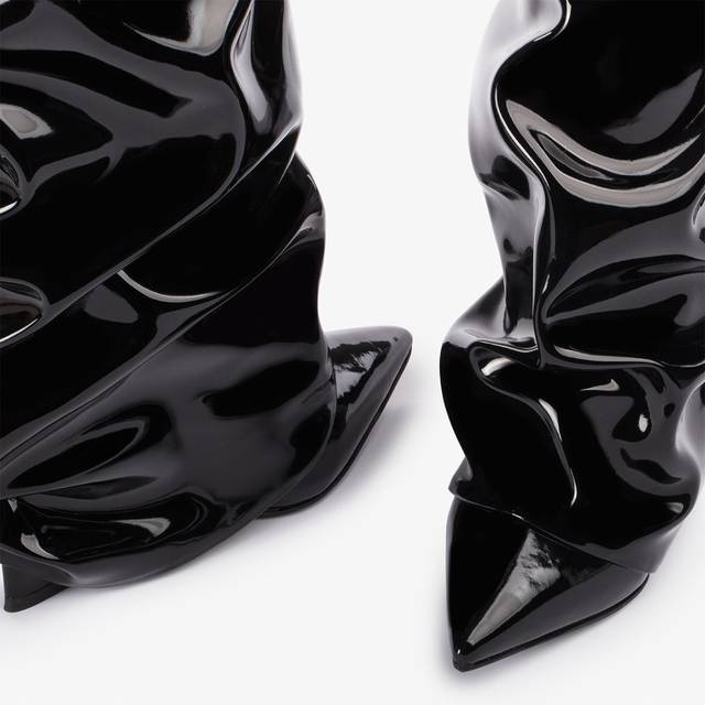 Le Silla Stivale Al Ginocchio D'ispirazione Western Con Risvolto Vinile Nero