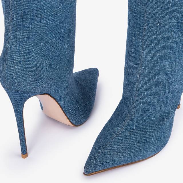 Le Silla Stivale Sopra Al Ginocchio Denim Oversize Blu