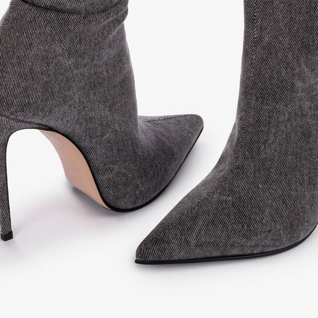 Le Silla Stivale Sopra Al Ginocchio Denim Stretch Nero
