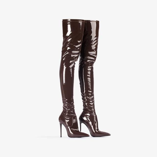 Le Silla Stivale Sopra Al Ginocchio Vinile Marrone Ebano