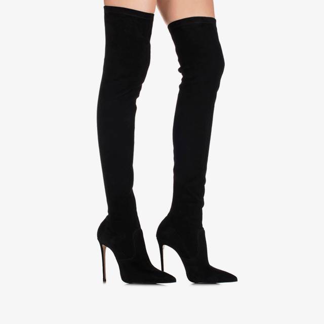 Le Silla Stivale Sopra Il Ginocchio Camoscio Stretch Nero