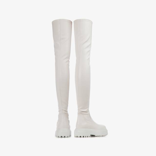 Le Silla Stivale Sopra Il Ginocchio Pelle Vegan Stretch Bianco