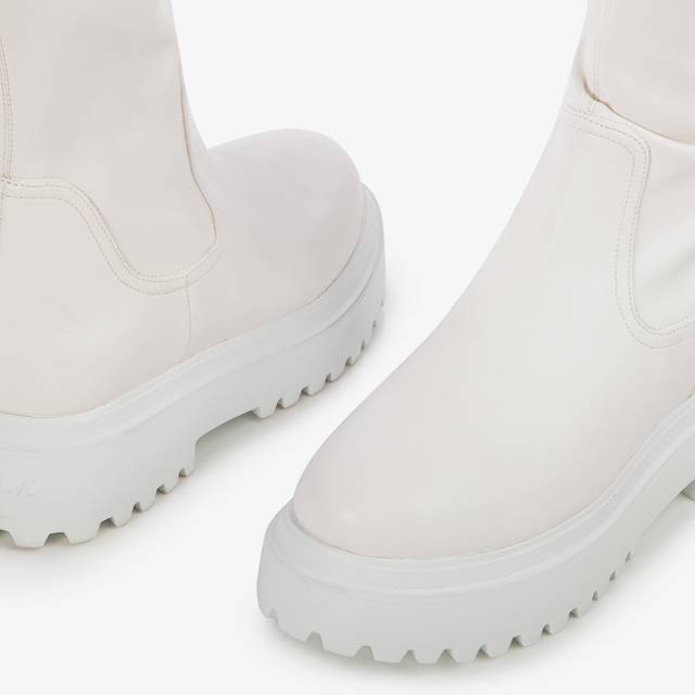 Le Silla Stivale Sopra Il Ginocchio Pelle Vegan Stretch Bianco