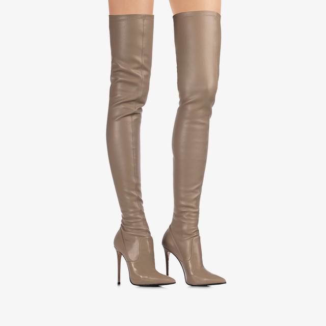 Le Silla Stivale Sopra Il Ginocchio Pelle Vegan Stretch Grigio Urban