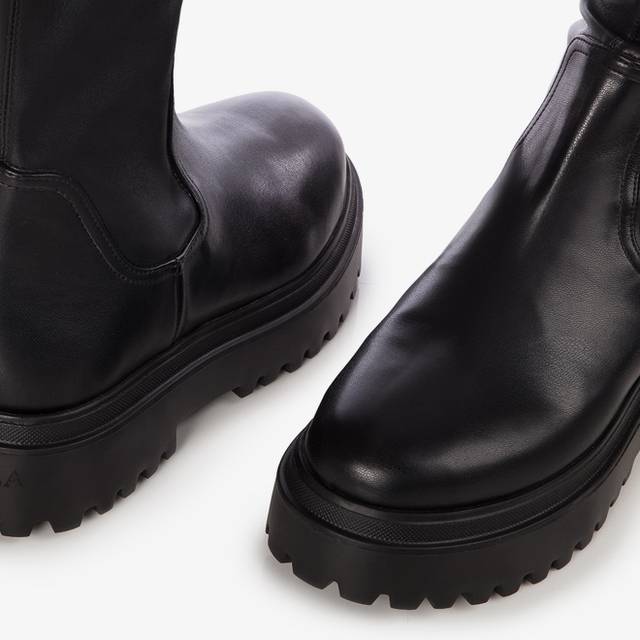 Le Silla Stivale Sopra Il Ginocchio Pelle Vegan Stretch Nero