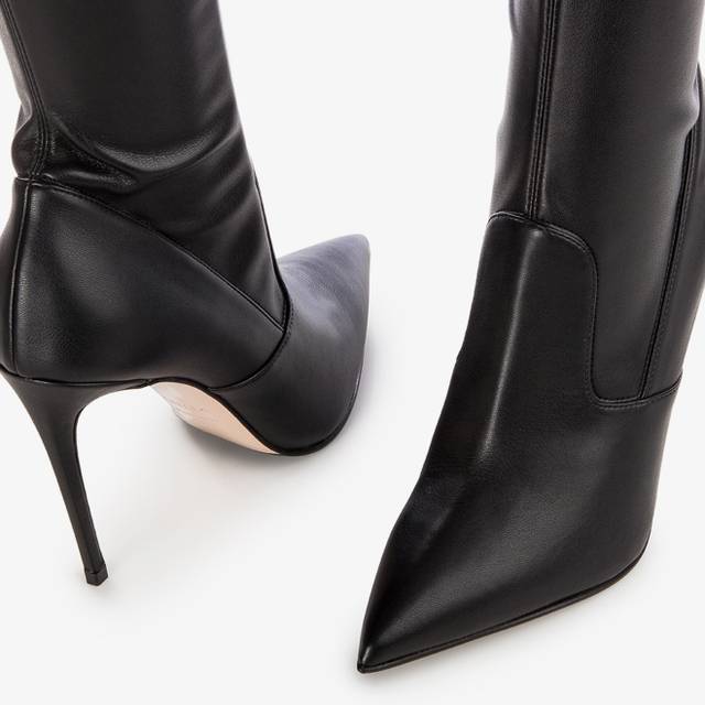 Le Silla Stivale Sopra Il Ginocchio Pelle Vegan Stretch Nera