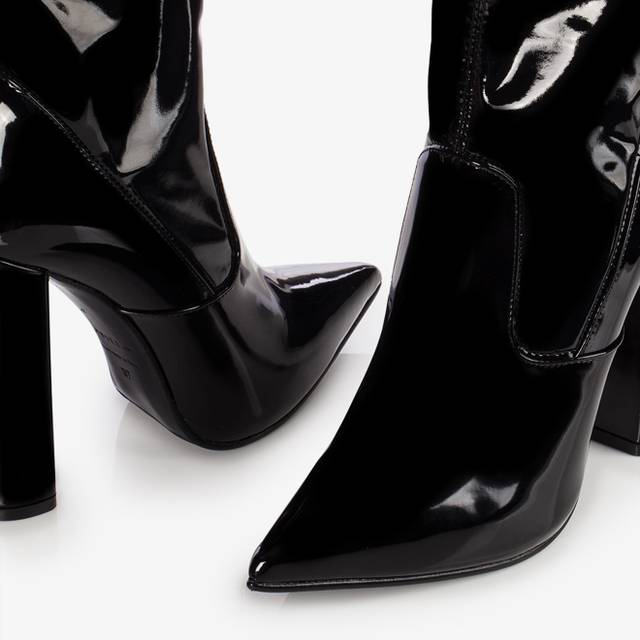 Le Silla Stivale Sopra Il Ginocchio Vinile Stretch Nero