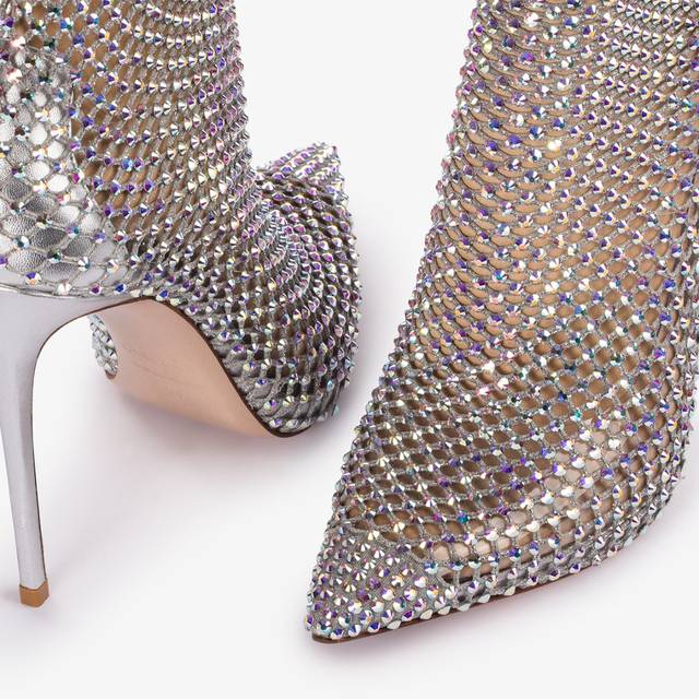 Le Silla Stivaletto Calza Argento Eclissi E Cristalli