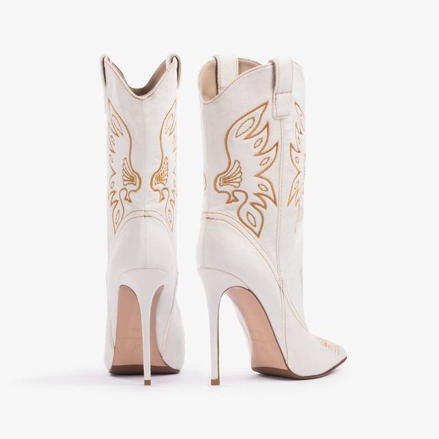 Le Silla Stivaletto D'ispirazione Western Denim Bianco