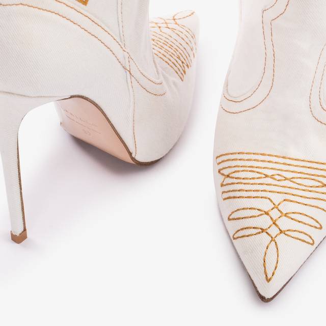 Le Silla Stivaletto D'ispirazione Western Denim Bianco