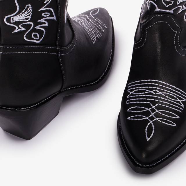 Le Silla Stivaletto D'ispirazione Western Pelle Nero