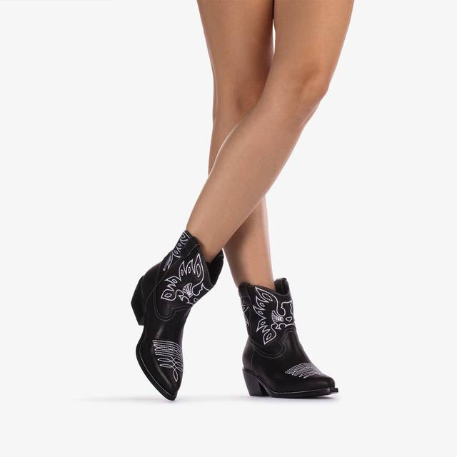 Le Silla Stivaletto D'ispirazione Western Pelle Nero