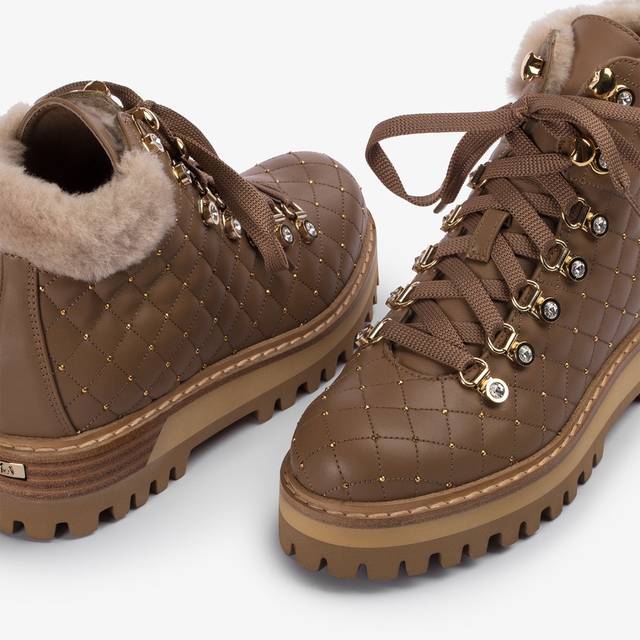 Le Silla Stivaletto Trekking Pelle Marrone Ginger Con Fodera Montone