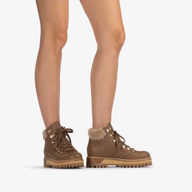 Le Silla Stivaletto Trekking Pelle Marrone Ginger Con Fodera Montone