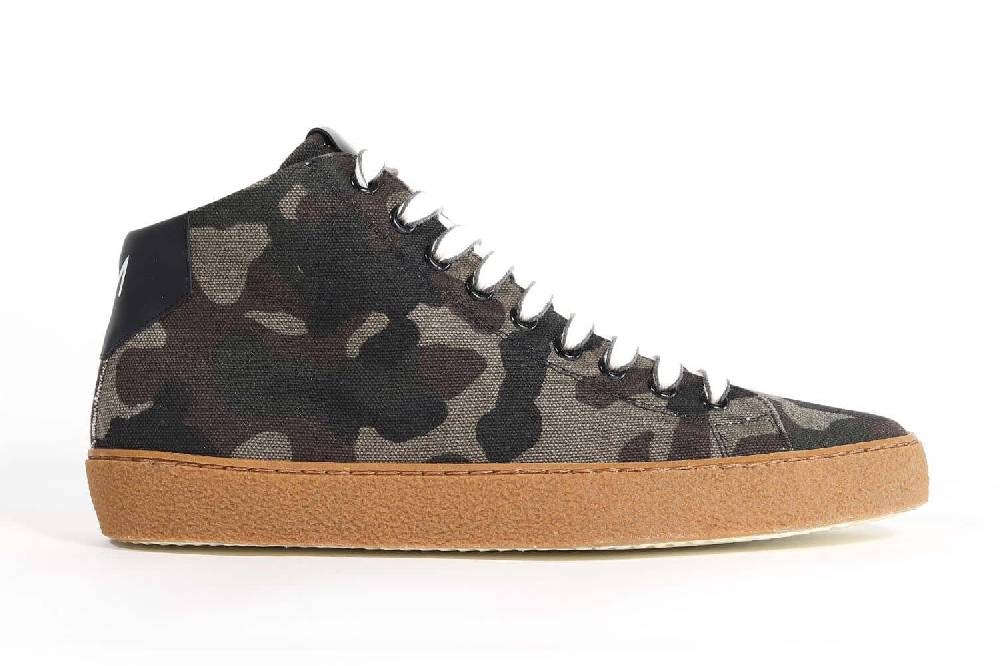 Leather Crown EARTH | Tela mimetica - Mid Top - Uomo
