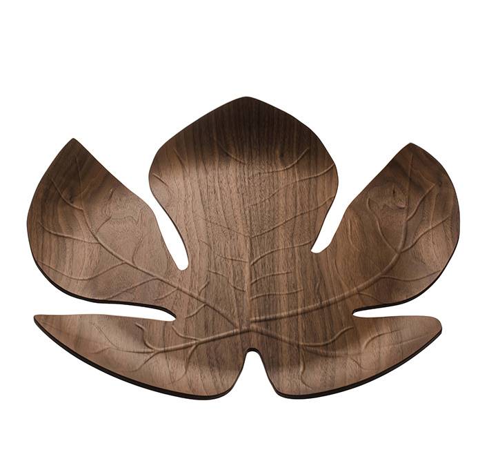 Legnoart Adamo Vassoio in legno di noce curvato con incisione tridimensionale e finitura a mano