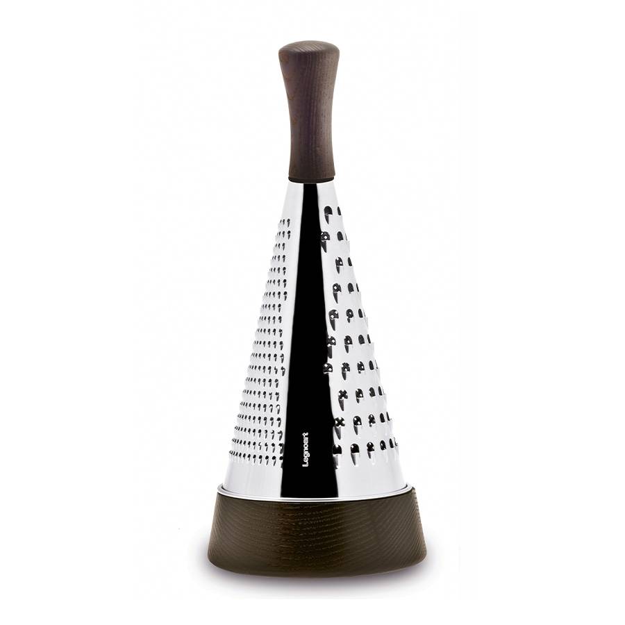 Legnoart Conico Grattugia con lama tripla funzione in acciaio inox e ciotola in frassino massiccio